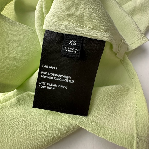 498$ Lafayette 148 Sabine Button-Up 100% Silk Blouse Key Lime Green Size XS - Picture 6 of 6